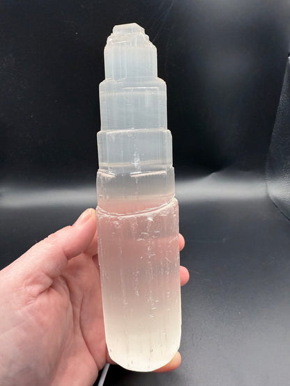 Selenite 20cm Tower with USB Light Base