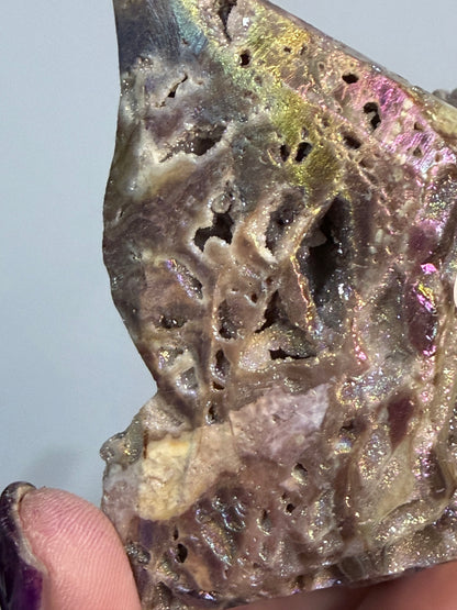 🌈 Aura Sphalerite Druzy Butterfly Carving E