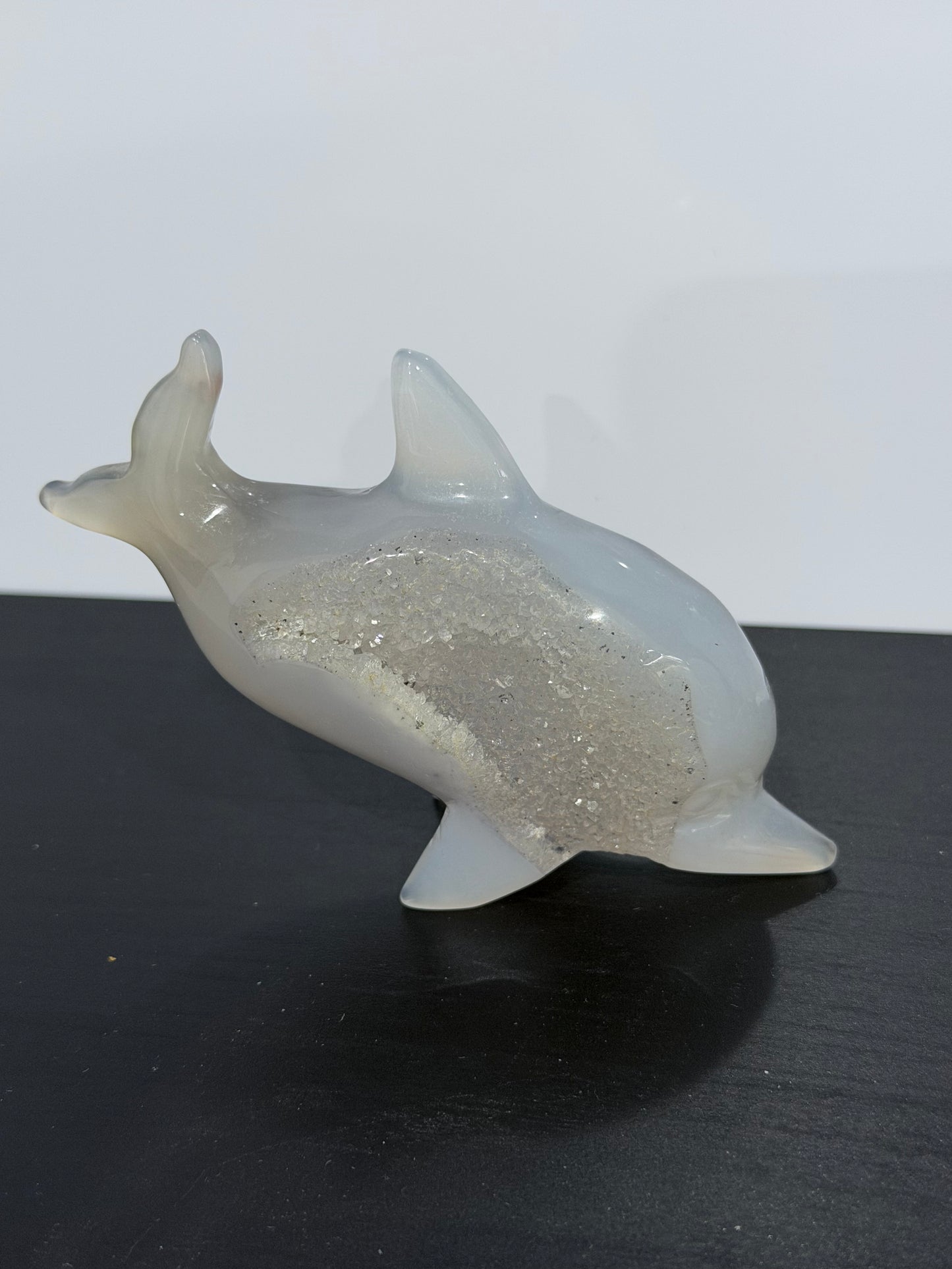 Agate Dolphin with Natural Druzy
