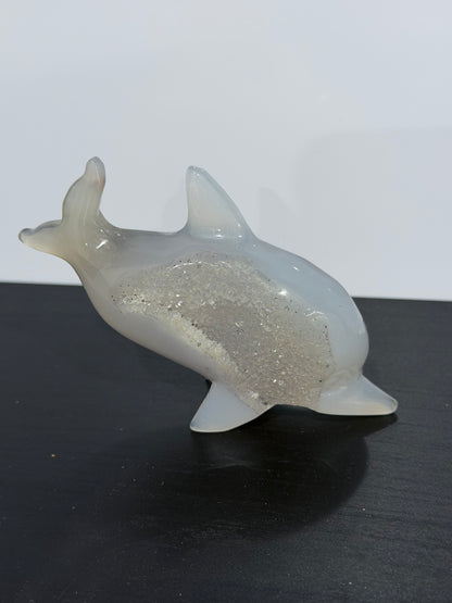 Agate Dolphin with Natural Druzy