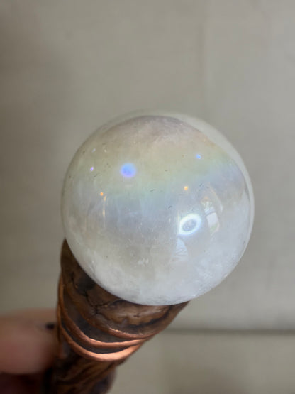 Aura Quartz Energy Clearing Wand with Storage Pouch