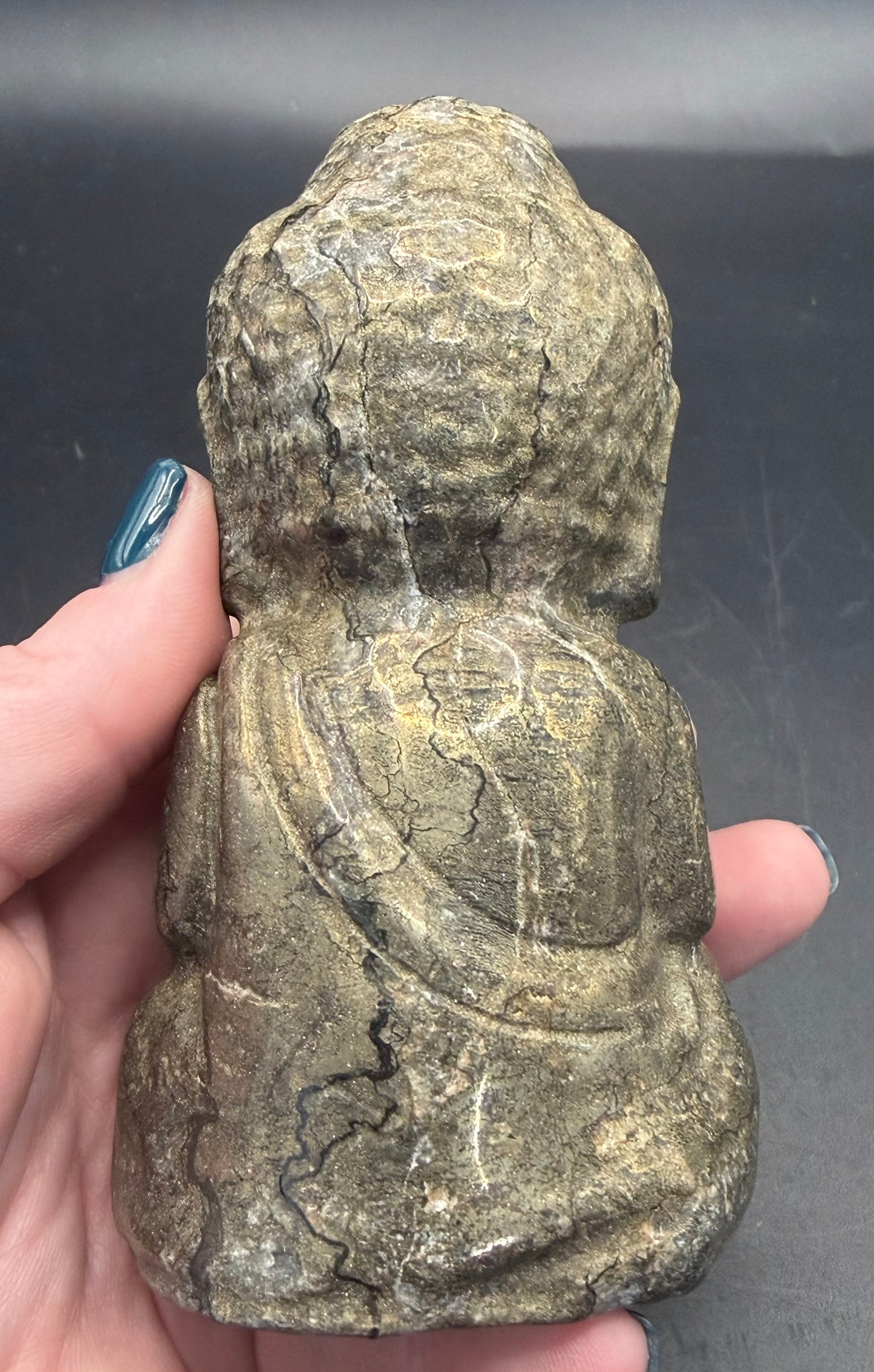 Pyrite Buddha Carving – 12 × 6.5 cm (692 g)