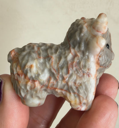 Highland Cow Red Vein Jasper Carving – 5–6 cm