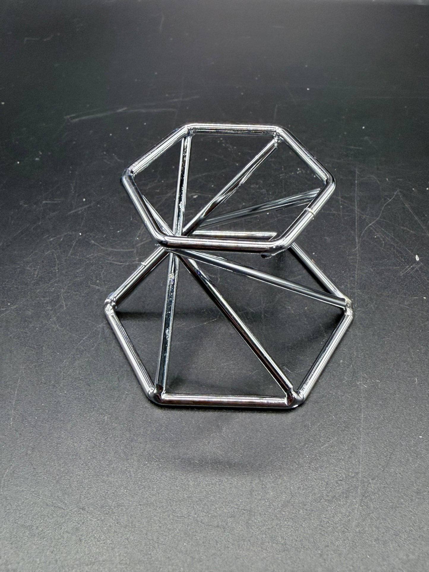 Geometric Metal Display Stand – Silver Finish