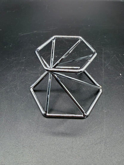 Geometric Metal Display Stand – Silver Finish