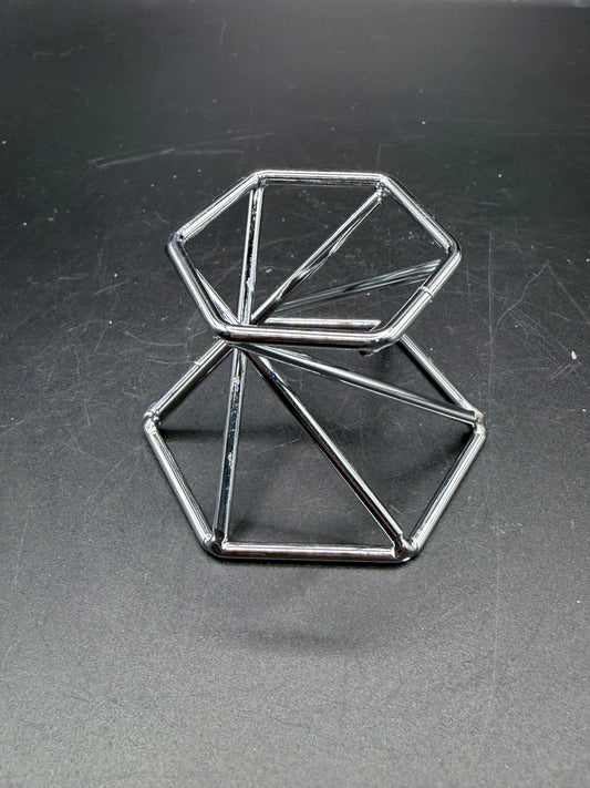 Geometric Metal Display Stand – Silver Finish