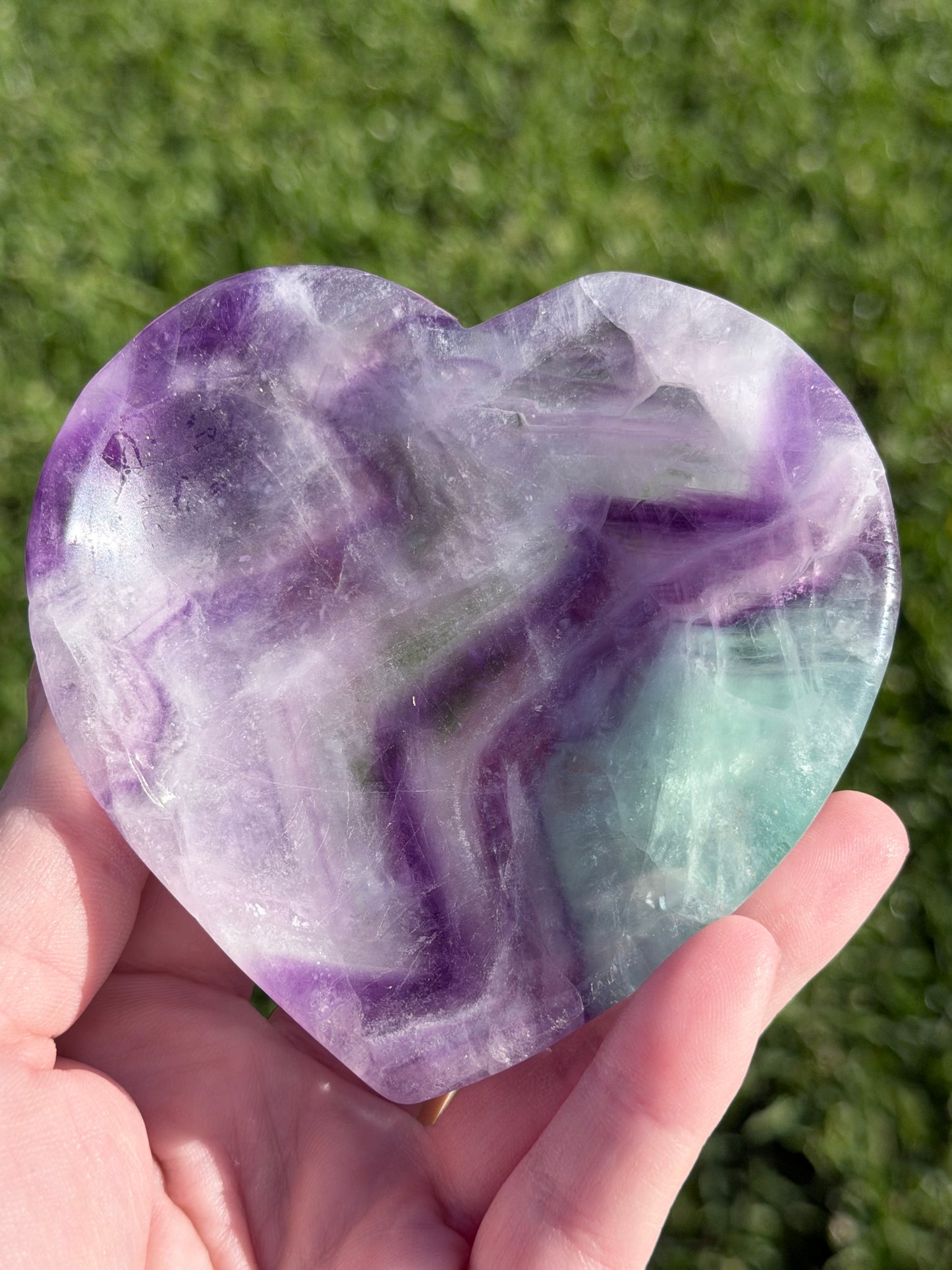 Rainbow Fluorite Heart Bowl with Stand – 262g