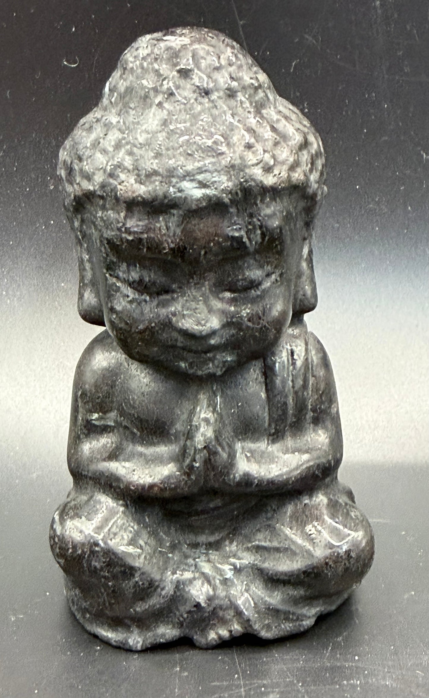 Black Obsidian Buddha Carving – 12 × 6.5 cm (555 g)