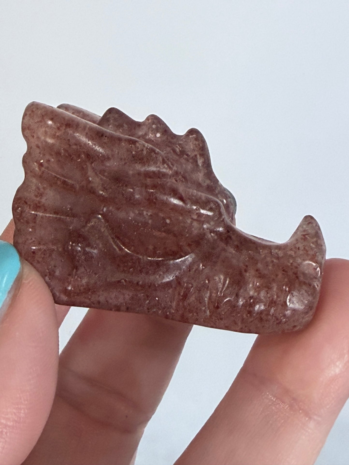 Strawberry Quartz Dragon Head Carving A - 5cm
