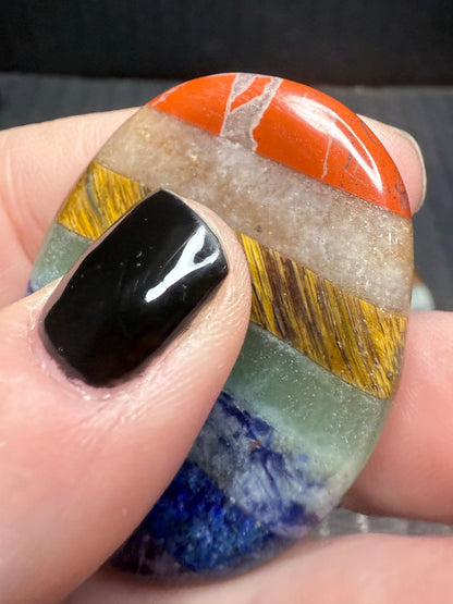 7 Chakra Palm Stone (Bonded) – Oval Worry Stone