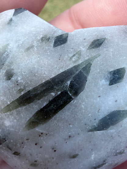 Green Tourmaline in Quartz Heart