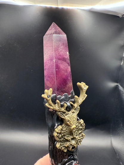 💜✨ Altar/witches Broom with Purple Fluorite Point ✨💜