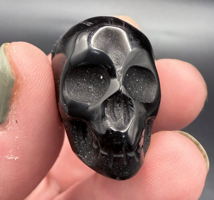 Black Obsidian Mini Skull Carving
