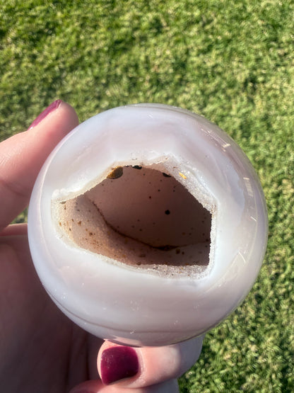 Pink Banded Agate Druzy Sphere
