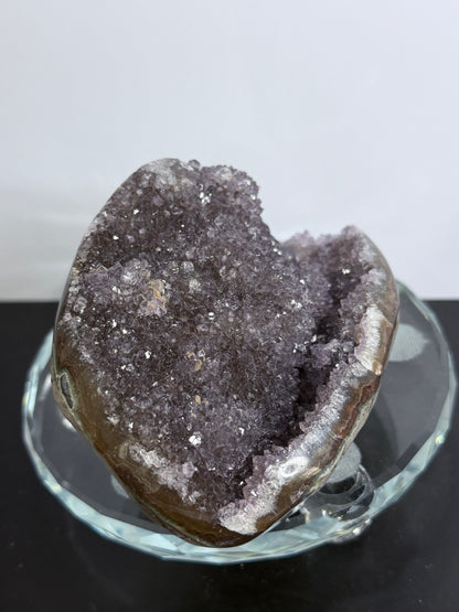 Red Amethyst Druzy Crystal Charging Bowl – Sparkling Agate Geode Freeform (410g)