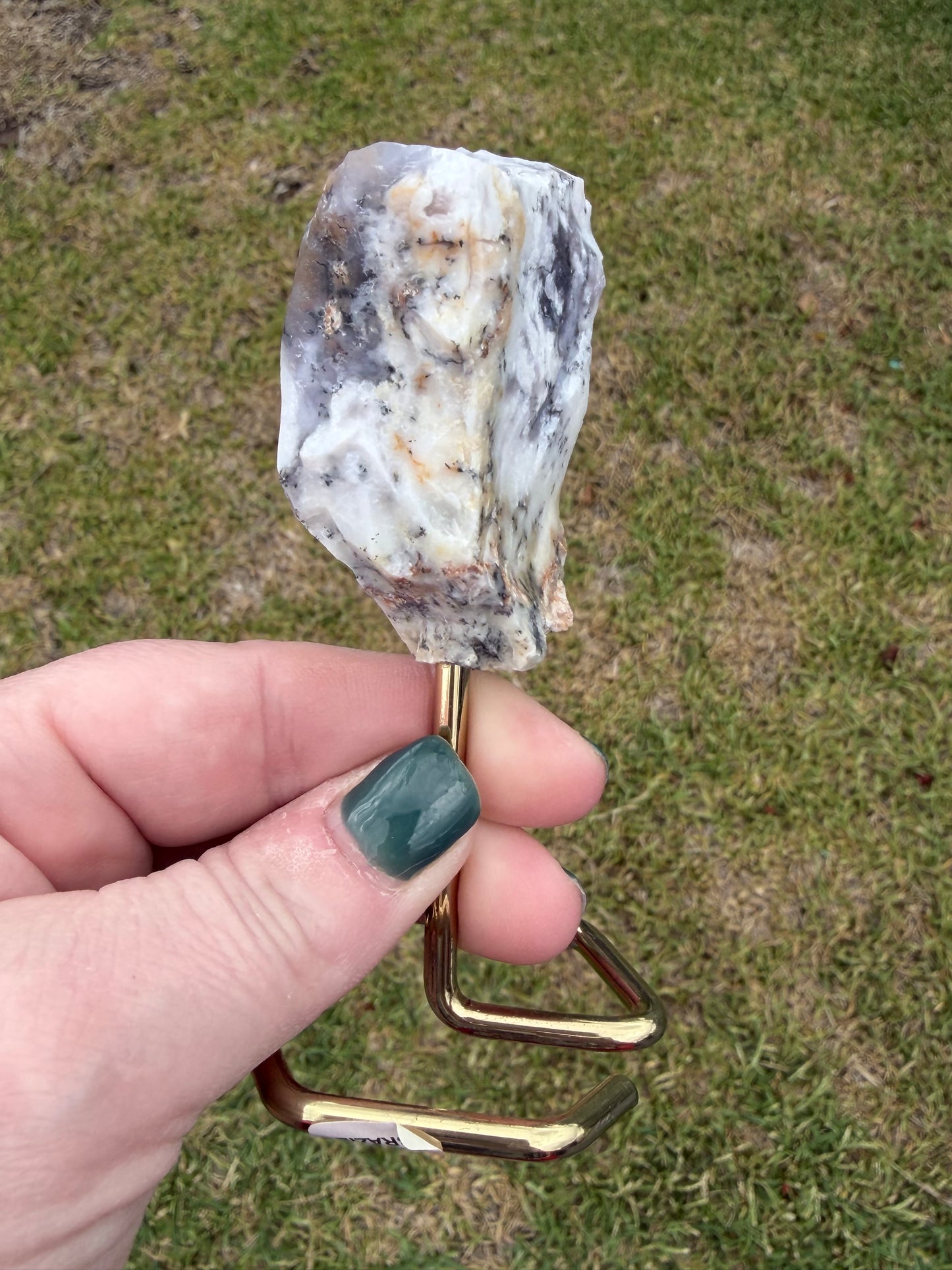 Dendritic Opal Slab on Stand (Merlinite-Style)