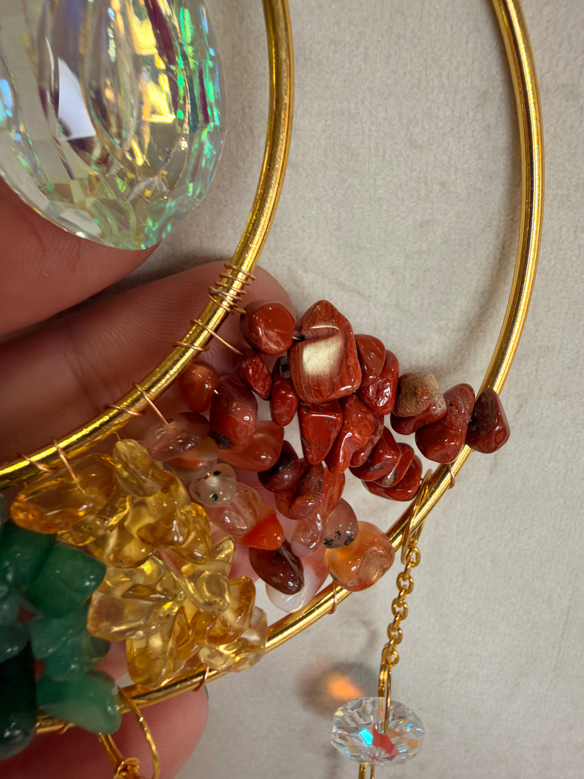 7 Chakra Crescent Moon Suncatcher – 35 × 10cm