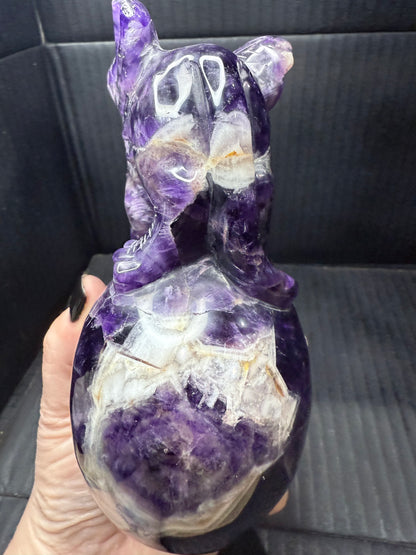 Amethyst Skull with Dragon
