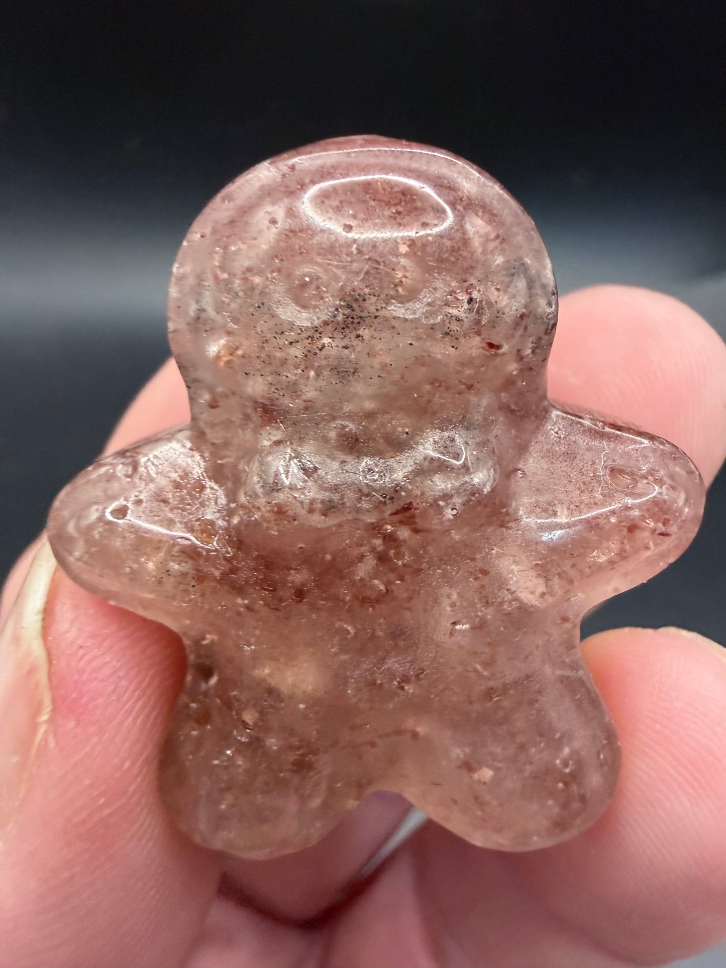 Fire Quartz Gingerbread Man Carving – 3cm