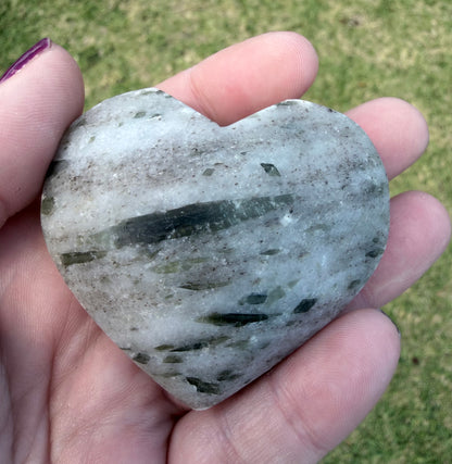 Green Tourmaline in Quartz Heart