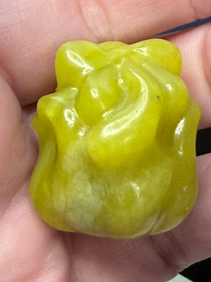 Lime Green Jade 9 Tail Fox Carving