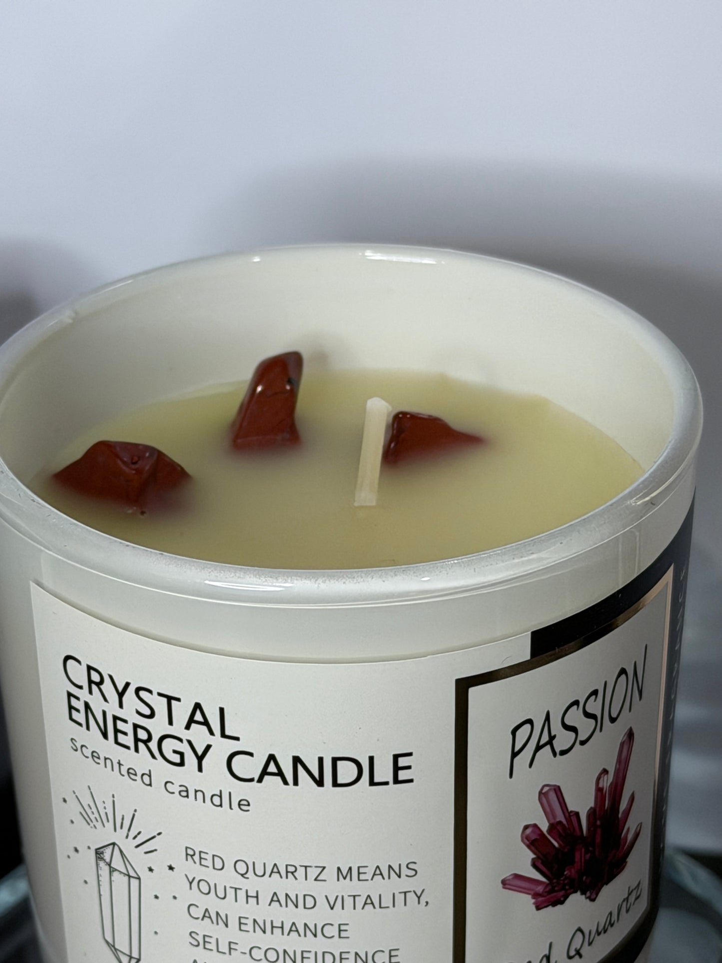Passion Crystal Energy Candle – Red Quartz | 180g