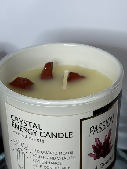Passion Crystal Energy Candle – Red Quartz | 180g