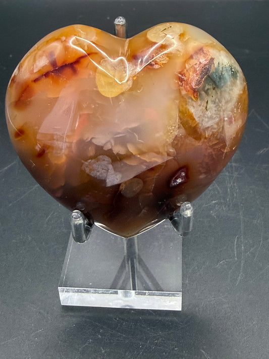 Carnelian & Moss Agate Heart