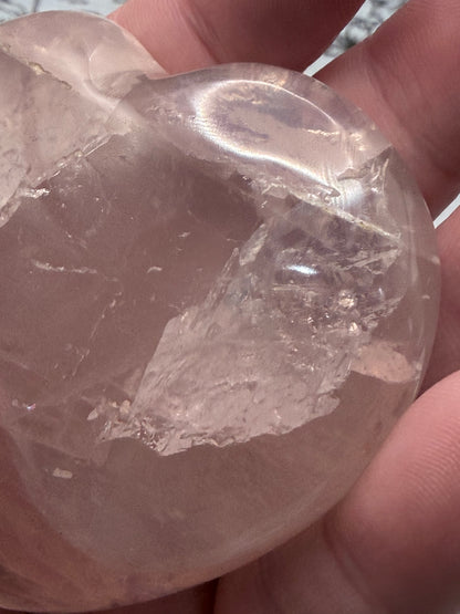 Super Gemmy Rose Quartz Heart – Love & Self Love (115g | 6.3 × 6cm)