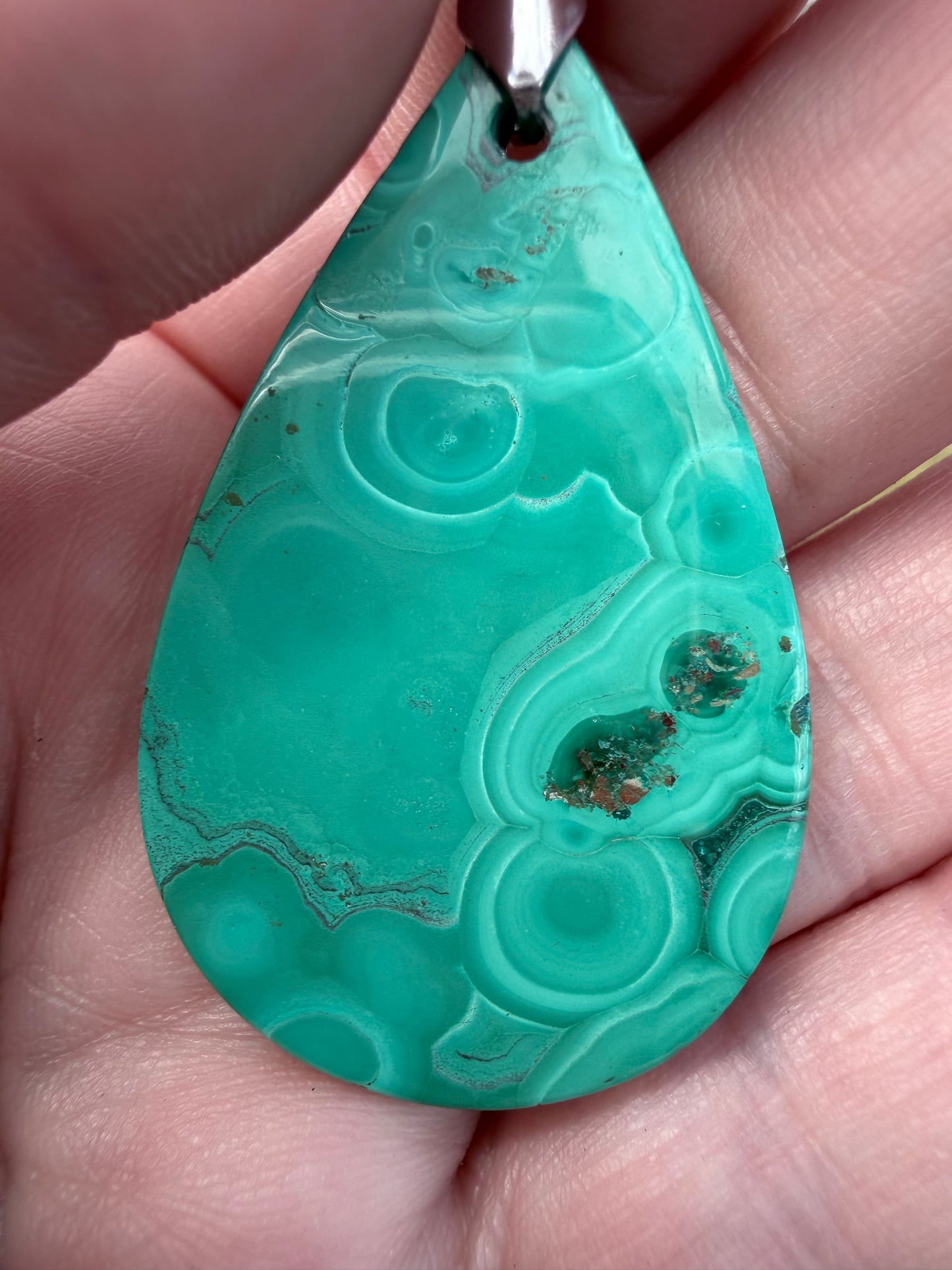 Chrysocolla with Malachite Teardrop Pendant Necklace