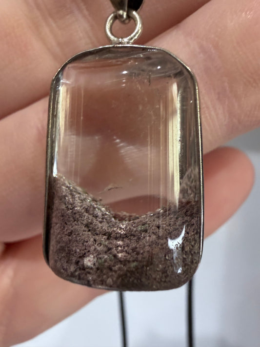 Garden Quartz (Lodolite) Pendant – Landscape Crystal with Cord (3.7cm)