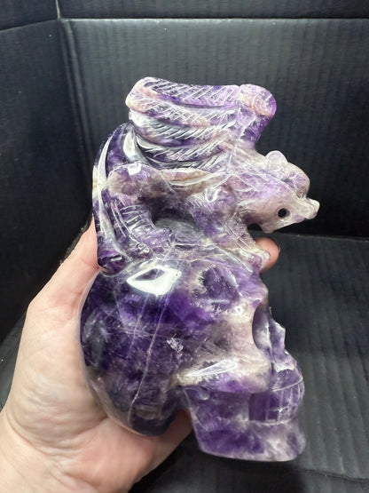 Amethyst Skull with Dragon