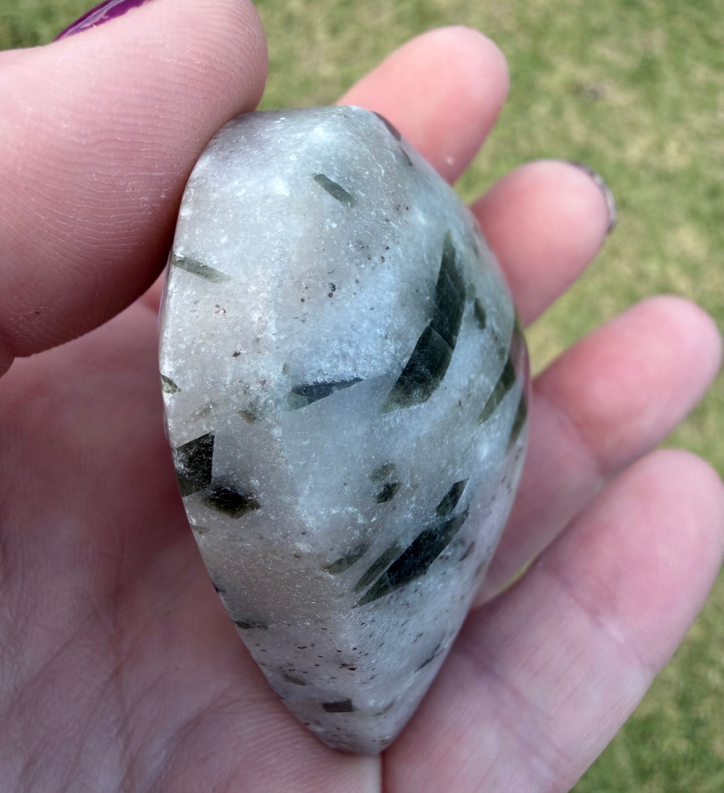 Green Tourmaline in Quartz Heart