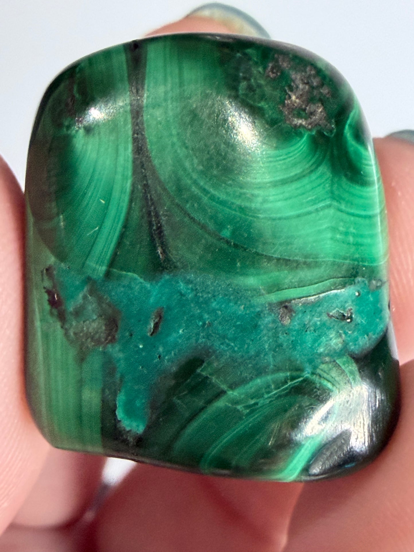 Malachite Polished Tumble – Natural Banded & Orbicular D -