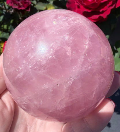 Madagascar Star Rose Quartz Sphere with Stand – 8.1 cm | 750 g