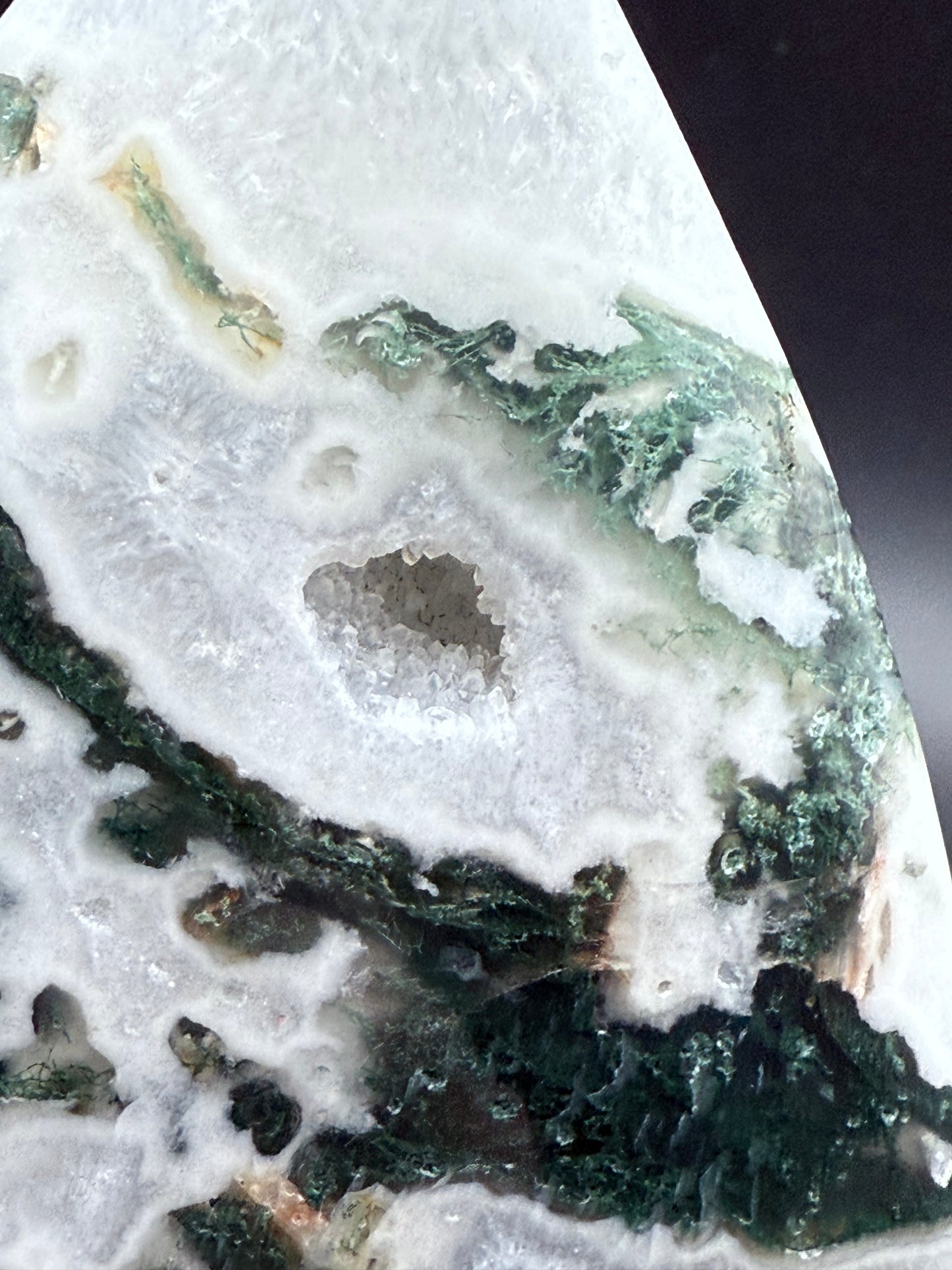 Moss Agate Freeform with Druzy Caverns