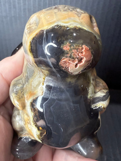 Volcano Agate T-Rex Dino | 365g | 8.5 × 6cm | Druzy Nose