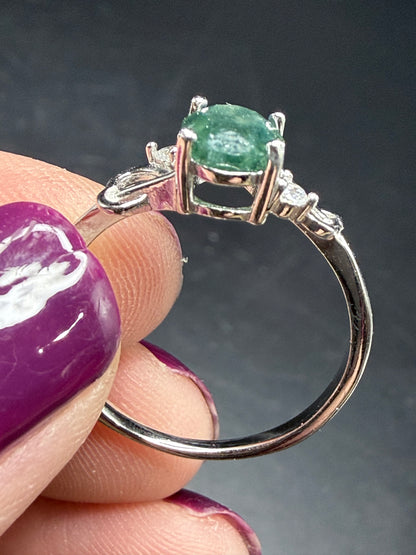 Sterling Silver 925 Moss Agate Ring – Size 8