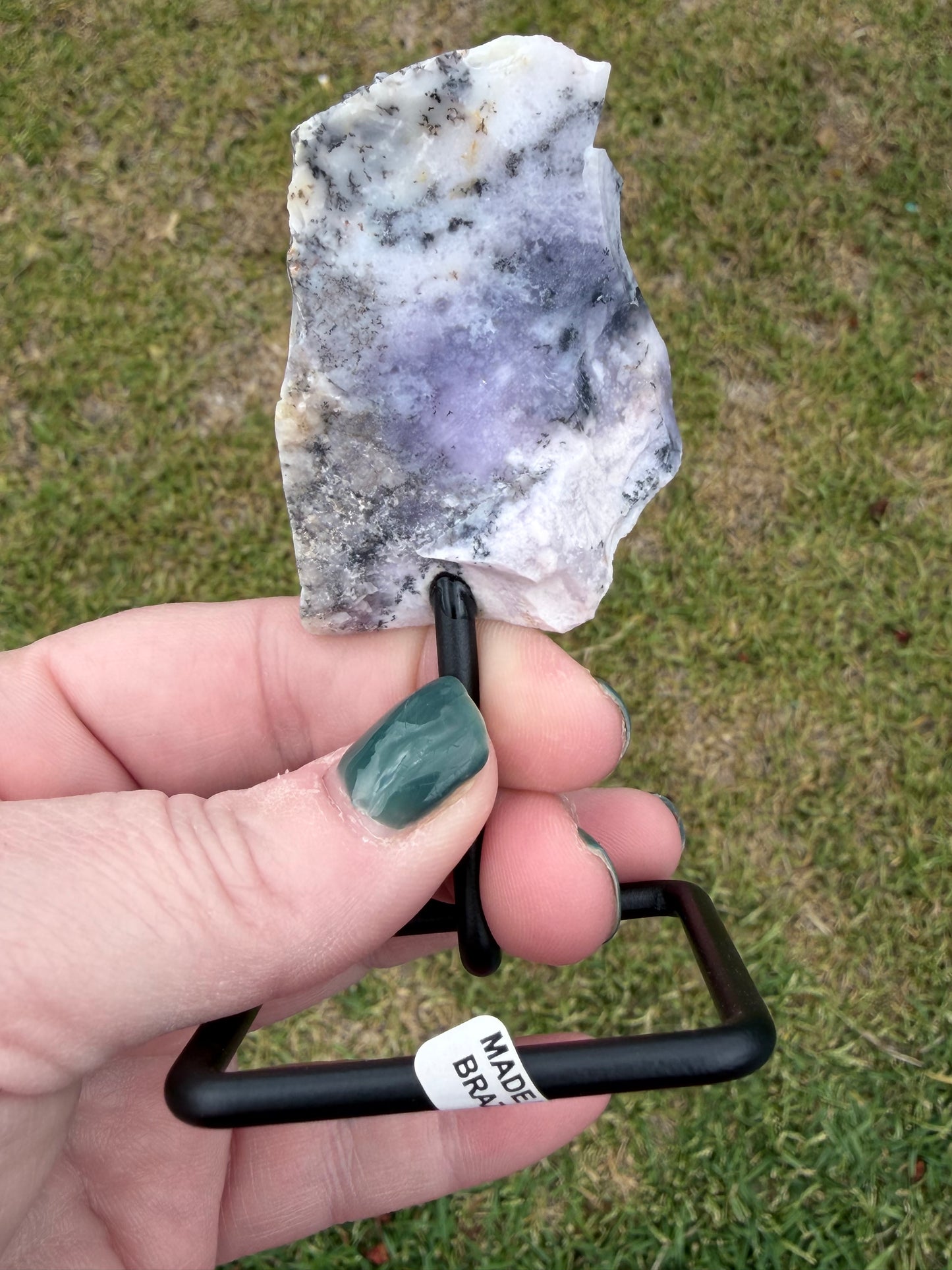 Dendritic Opal Slab on Stand (Merlinite-Style)