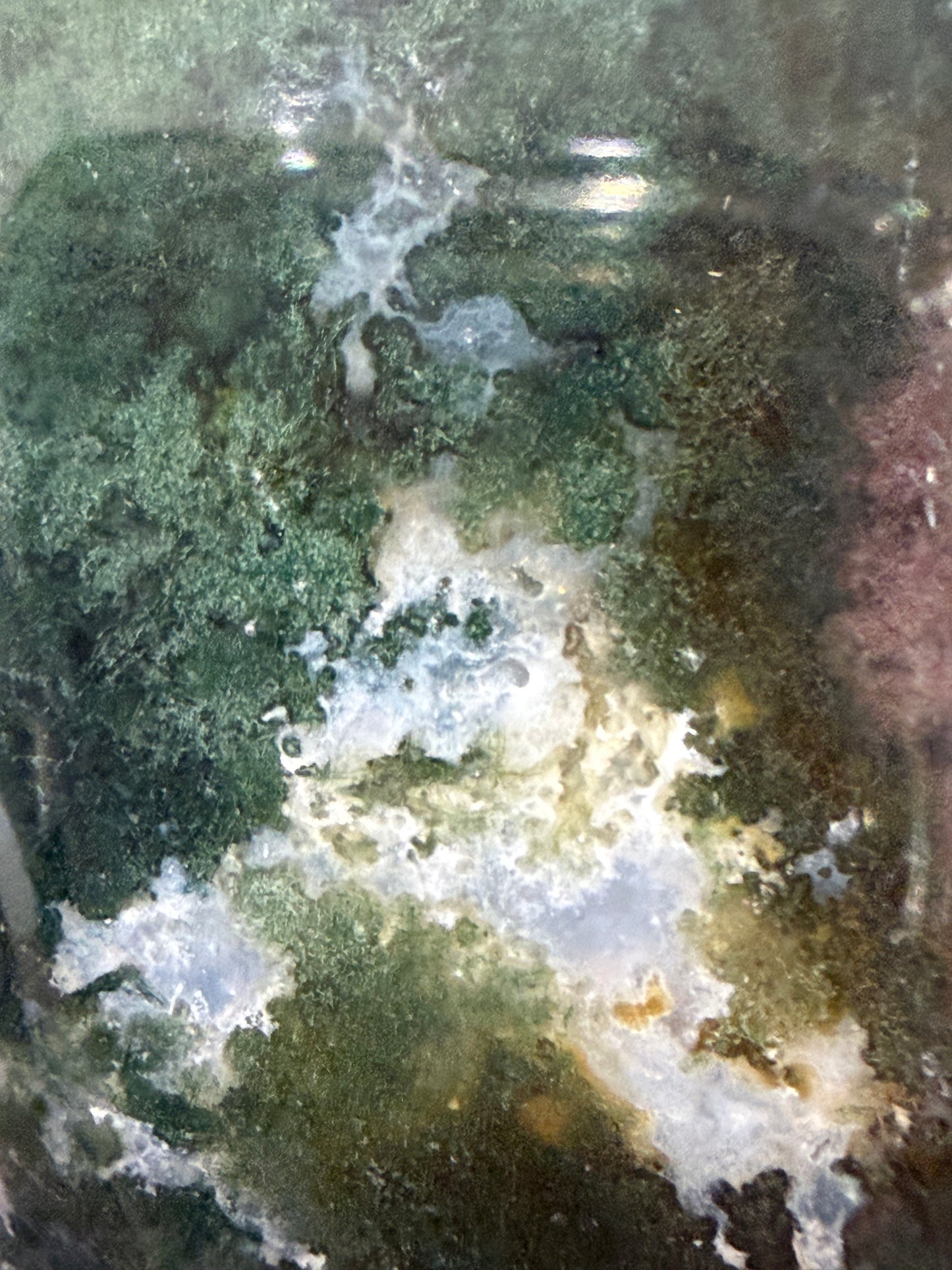 Moss Agate Moon Face Carving – 12.2cm