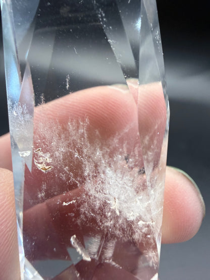 Clear Quartz Polyhedron on Rotating Stand