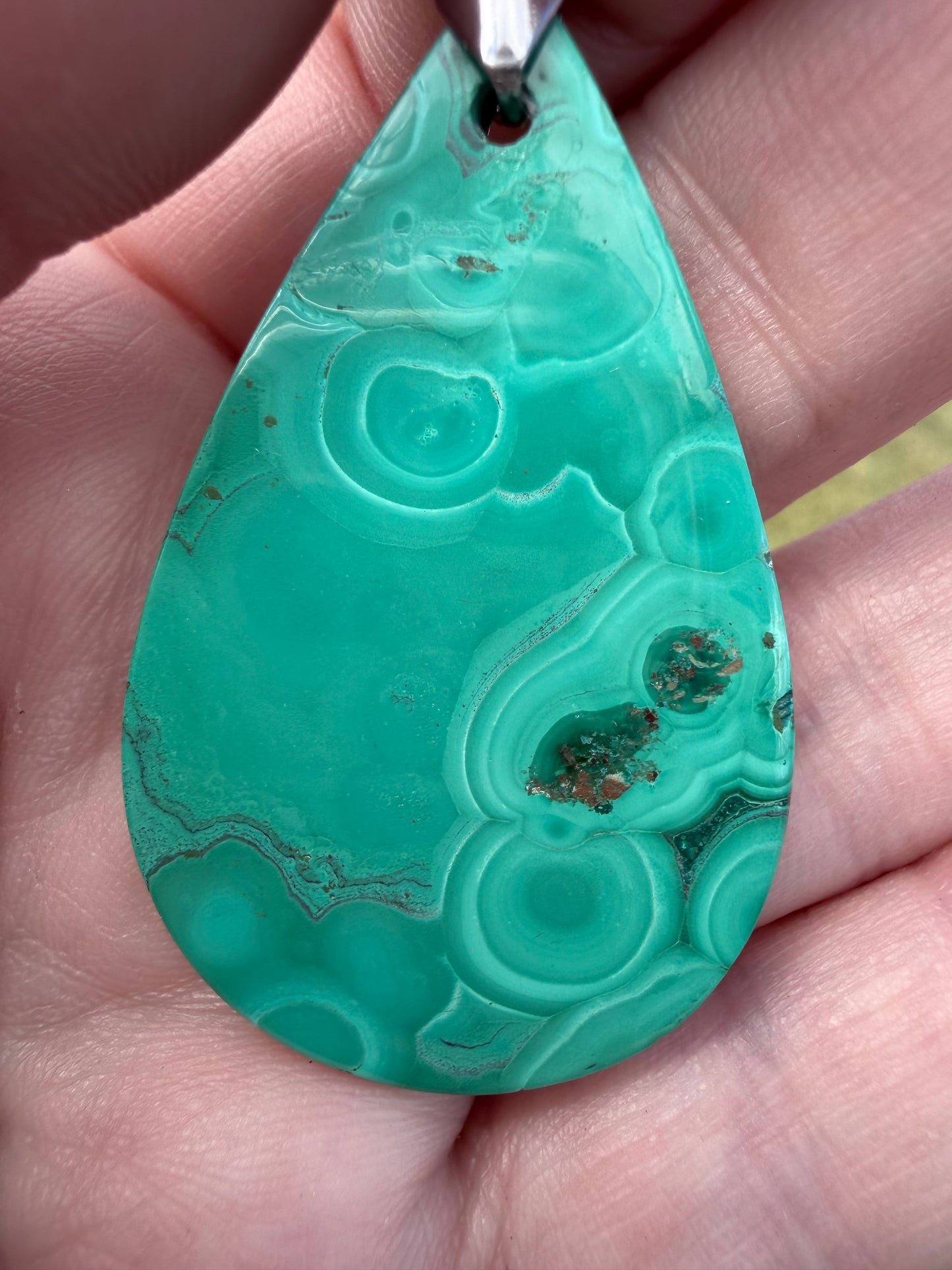 Chrysocolla with Malachite Teardrop Pendant Necklace