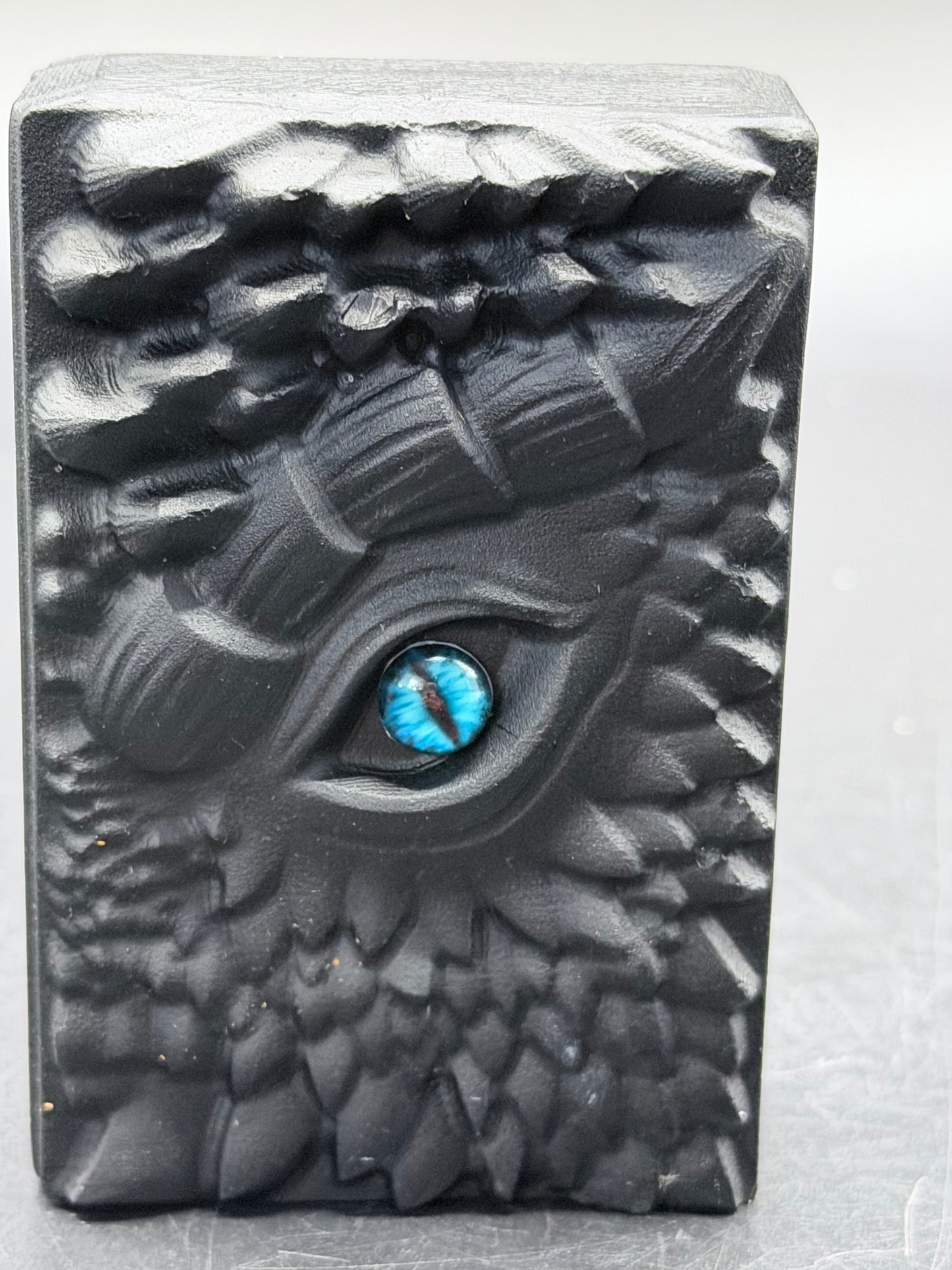 Black Obsidian Carved Dragon Book Blue Eye