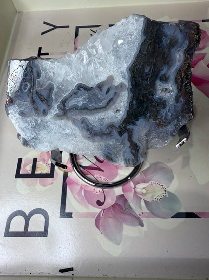 Moss Agate Slab on stand