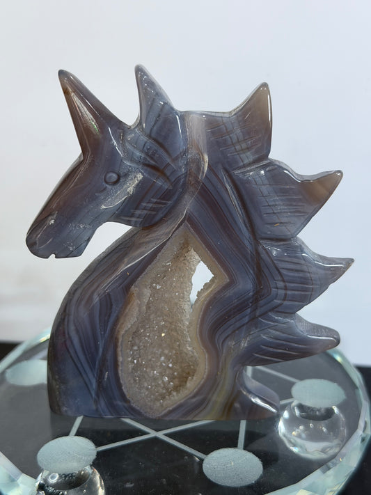Agate Unicorn Druzy Carving – 10cm | 145g