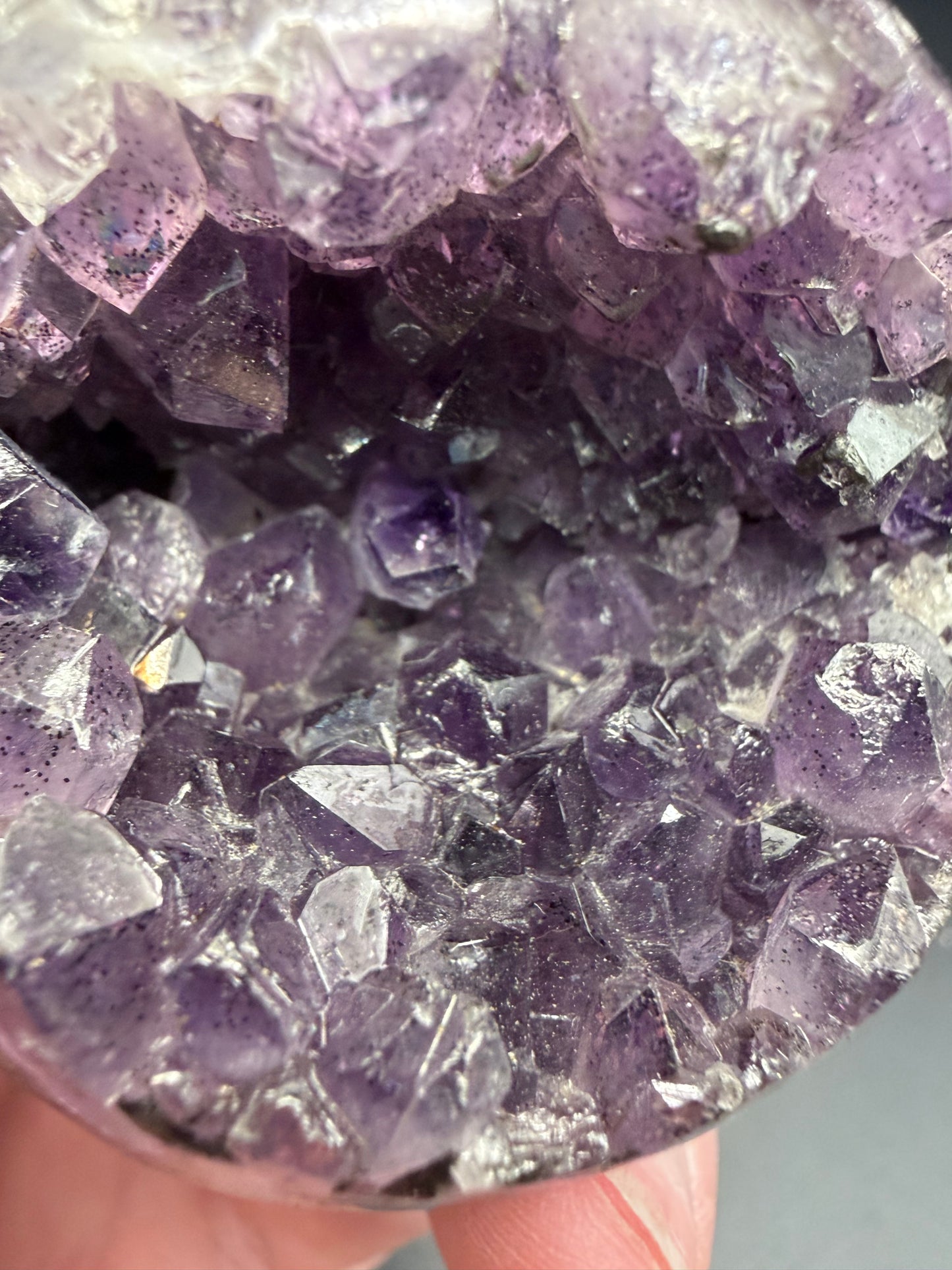 Amethyst Geode Sphere – A Grade (Rare Green Banding) B