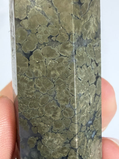 Marcasite in Agate Crystal Tower – 10cm | 158g