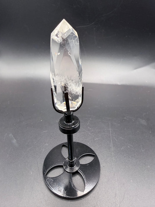 Clear Quartz Polyhedron on Rotating Stand