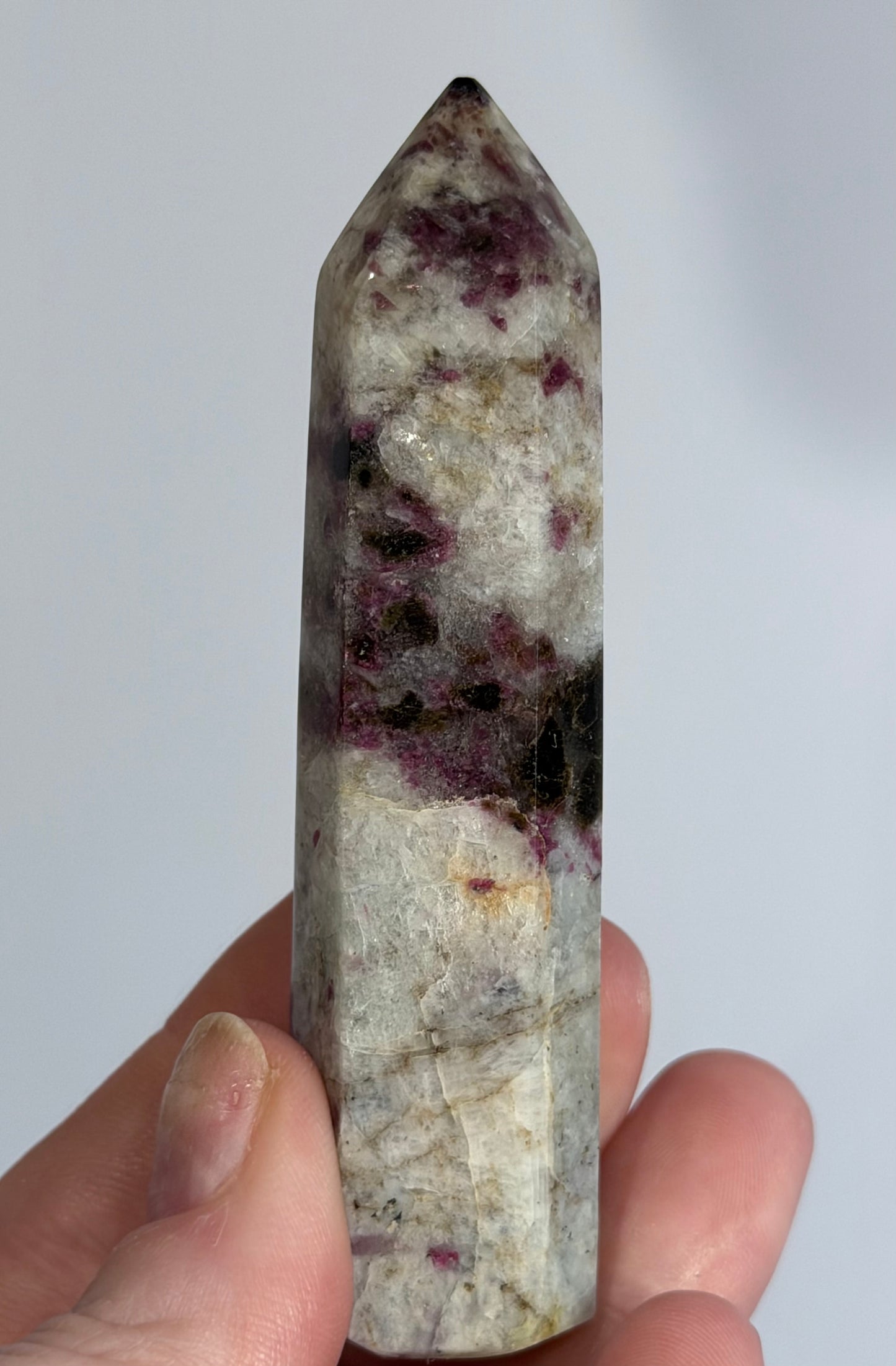 Pink Tourmaline in Quartz Crystal Tower – 8.9cm | 68g B