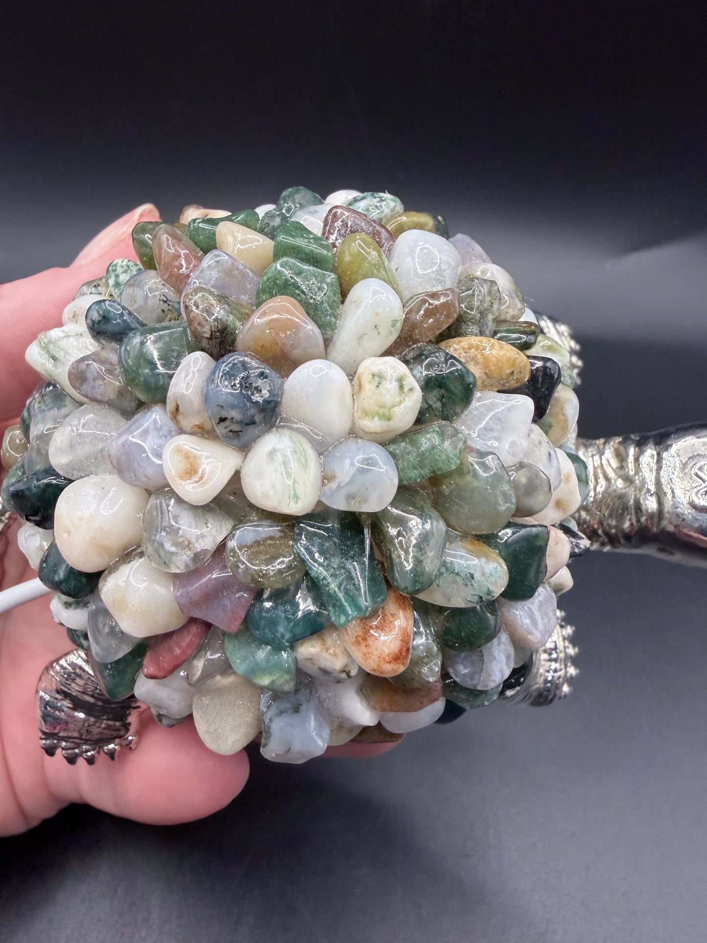 Moss Agate Crystal Turtle Lamp